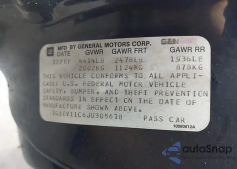 1988 Oldsmobile Toronado Trofeo from USA, damaged, VIN 1G3EV11C6JU305678